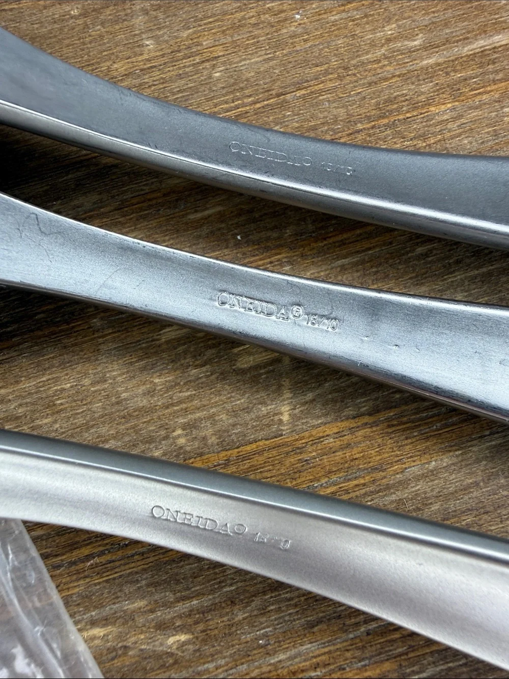 Oneida Stave Serving Spoons Set of 3 Slotted Pierced Solid Stainless Steel 18/10